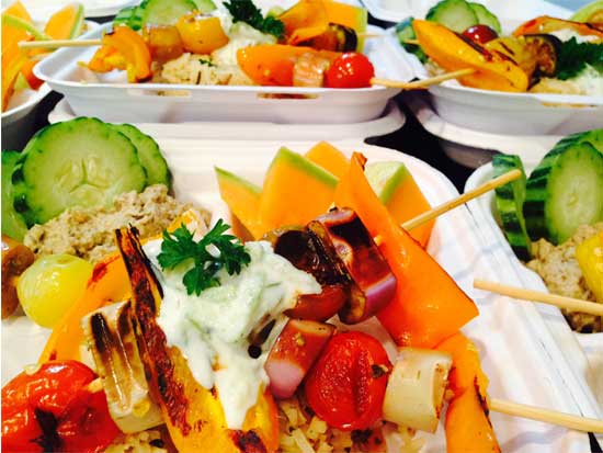 Grilled Veggie Skewers with Tzatziki and Baba Ghanoush